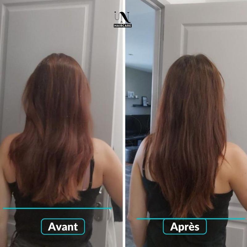 Antes después del tratamiento para el crecimiento del cabello In Haircare